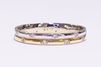 18ct yellow and white gold diamond band