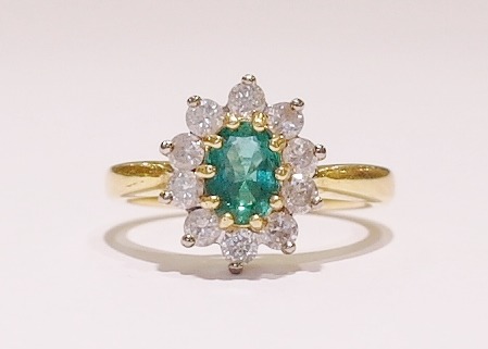 18ct emerald and diamond ring