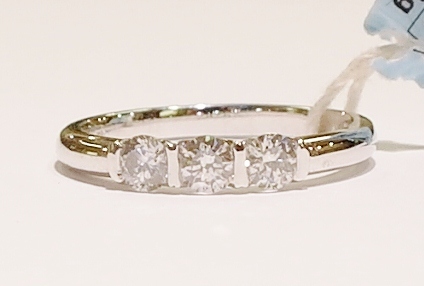 Platinum three-stone diamond ring