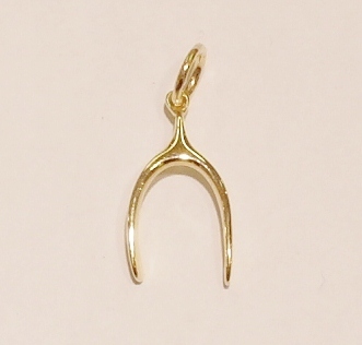 9ct yellow gold wishbone charm