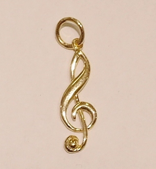 9ct yellow gold treble clef charm