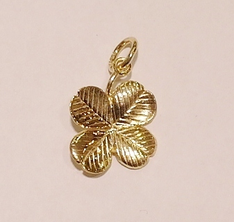 9ct yellow gold four leaf clover charm