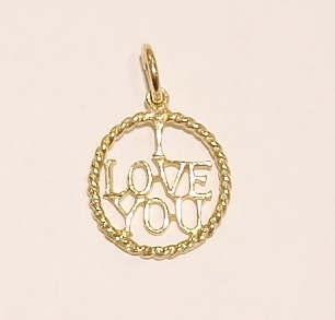 9ct yellow gold 'I love You' charm