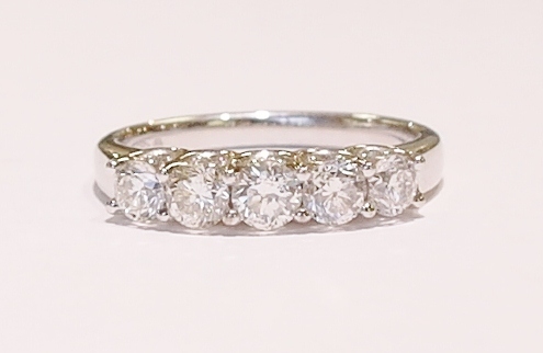18ct white gold five-stone diamond ring