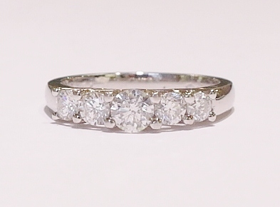 Platinum five-stone diamond ring