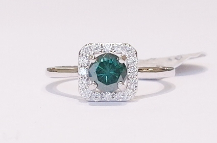 Platinum blue diamond ring