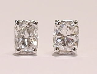 Radiant cut diamond earrings