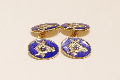 9ct yellow gold masonic cufflinks