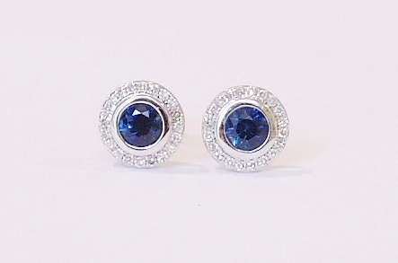 18ct white gold sapphire and diamond earrings