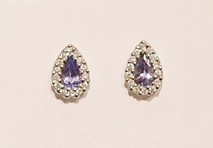 18ct white gold tanzanite and diamond earrings