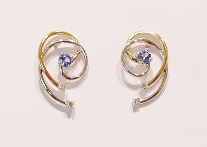 9ct two-colour tanzanite and diamond earrings