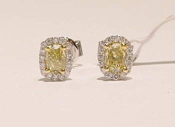 18ct yellow and white diamond earrings