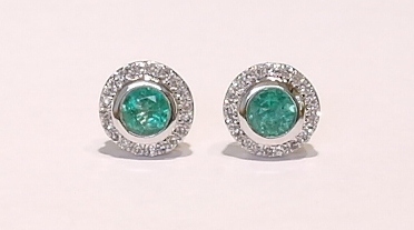 9ct emerald and diamond earrings