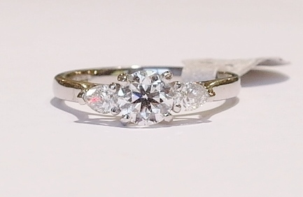 Platinum three-stone diamond ring