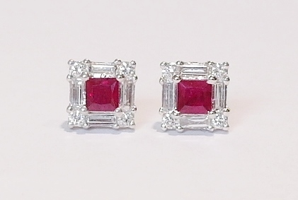 18ct white gold ruby and diamond earrings