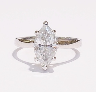 Platinum marquise diamond solitaire ring