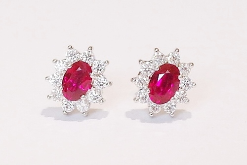 18ct white gold ruby and diamond earrings