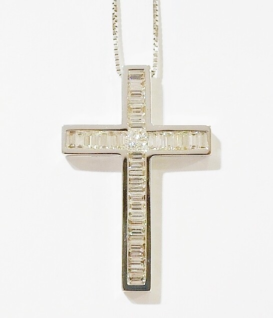 18ct white gold diamond cross
