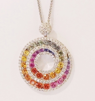 18ct white gold sapphire and diamond pendant
