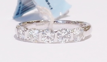 Platinum five-stone diamond ring