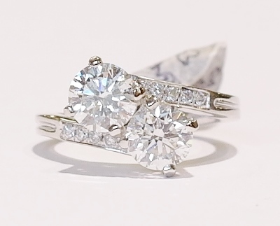 Platinum and diamond two-stone ring