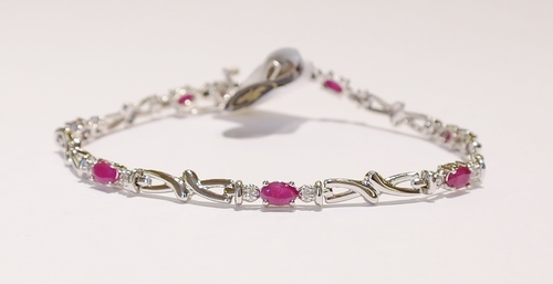 9ct white gold ruby and diamond bracelet