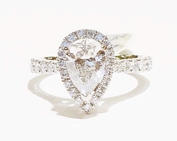 Platinum pear shape diamond ring