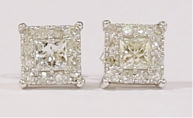 18ct white gold halo earrings