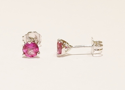 9ct white gold pink topaz earrings