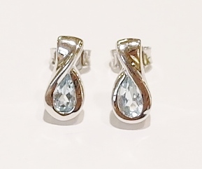 9ct white gold blue topaz earrings