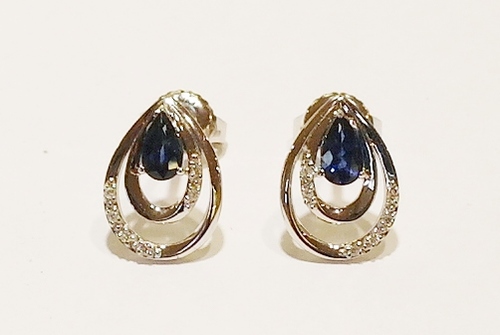 9ct white gold sapphire and diamond earrings