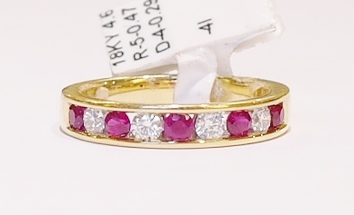 18ct yellow gold ruby and diamond ring