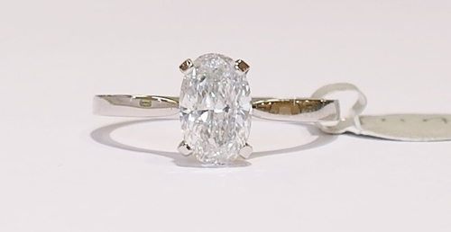 Platinum Oval Diamond Solitaire Ring