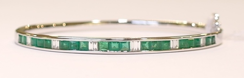 Emerald and diamond bangle