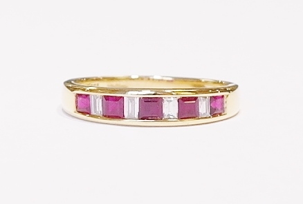 18ct yellow gold ruby and diamond ring
