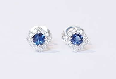 9ct white gold sapphire and diamond earrings