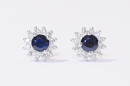 9ct white gold sapphire and diamond earrings
