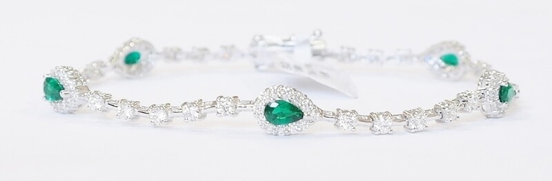 18ct white gold emerald and diamond bracelet