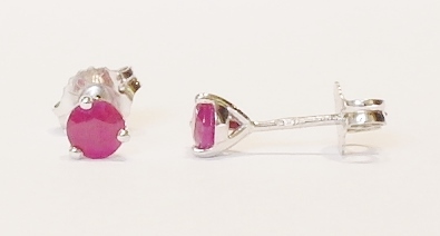 9ct white gold ruby stud earrings