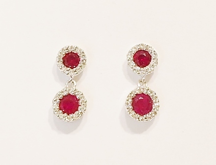 9ct white gold ruby and diamond earrings