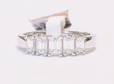 18ct white gold emerald cut diamond ring