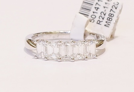 18ct white gold emerald cut diamond ring