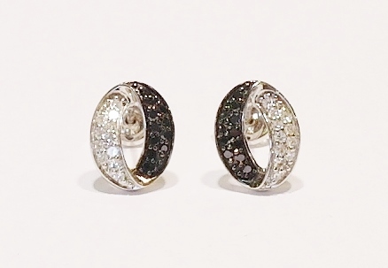 9ct white gold black and white diamond stud earrings