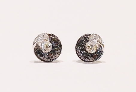 9ct white gold black and white diamond stud earrings