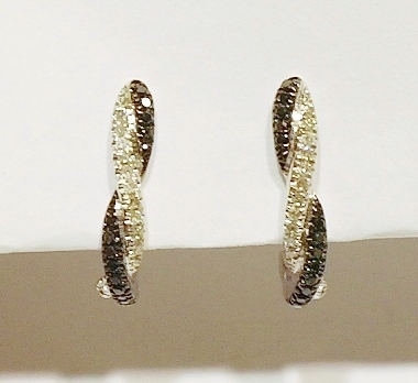 9ct white gold black and white diamond drop earrings