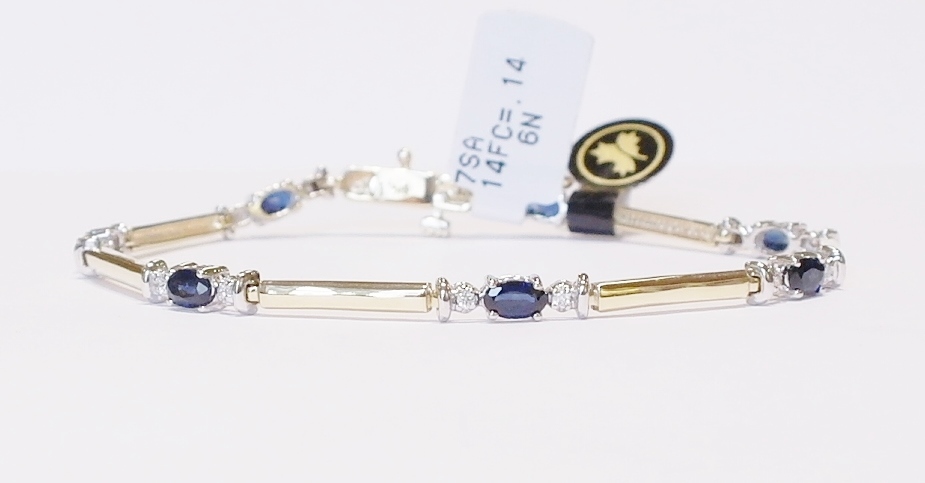 9ct yellow gold sapphire and diamond bracelet