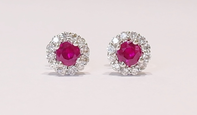 Ruby and Diamond Cluster earrings