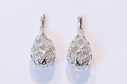 9ct white gold diamond drop earrings