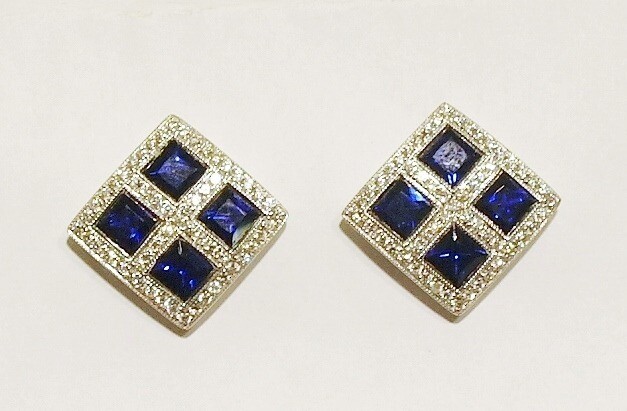 18ct white gold sapphire and diamond earrings