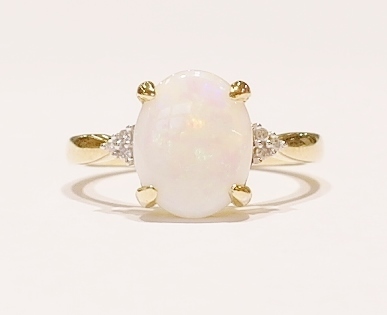 9ct opal and diamond ring
